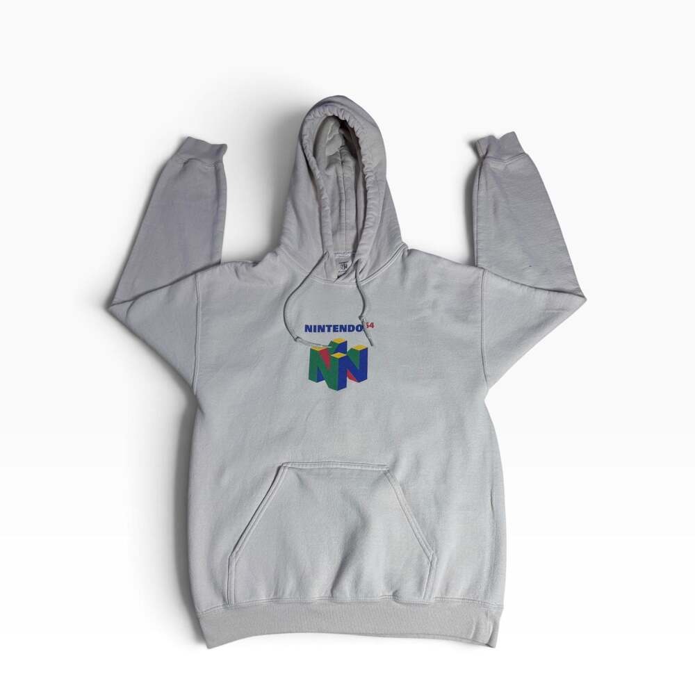 Nintendo 64 Hoodie Pullover Hoodie with Logo & Kangaroo Pocket, Size Medium, Tan